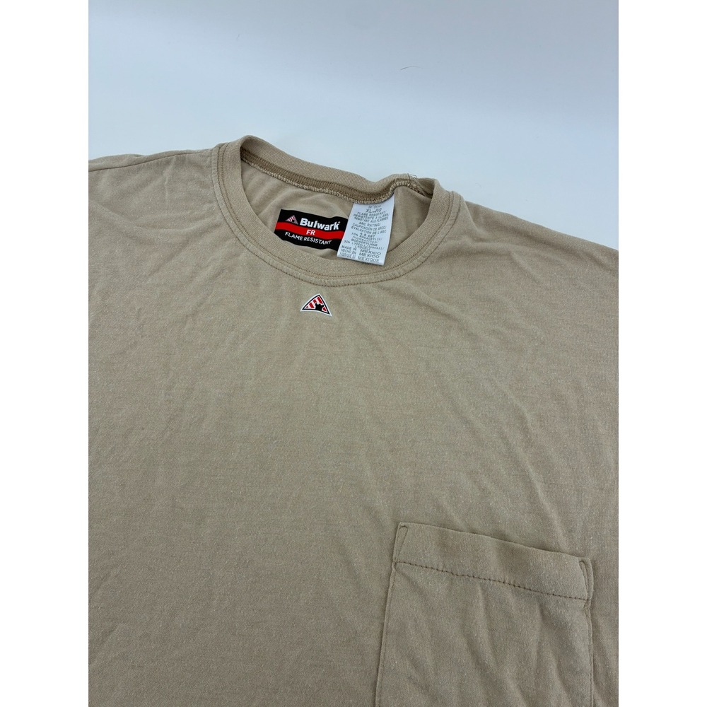 Bulwark FR Flame Resistant Long Sleeve Pocket T-Shirt Mens XL Khaki Tan SMT8KH4